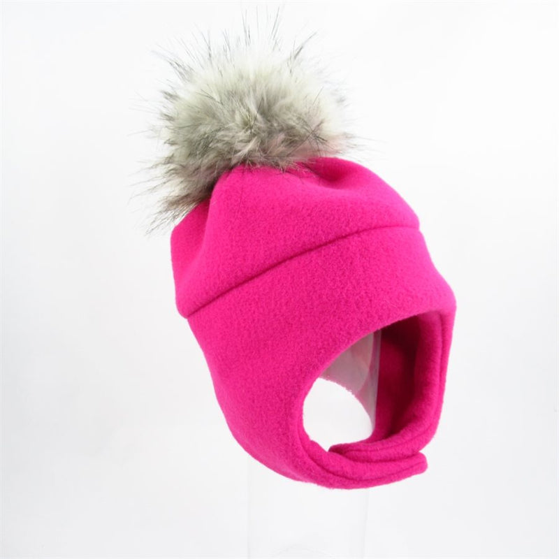 Chapeau de polar avec pompon Fushia - Tirigolo