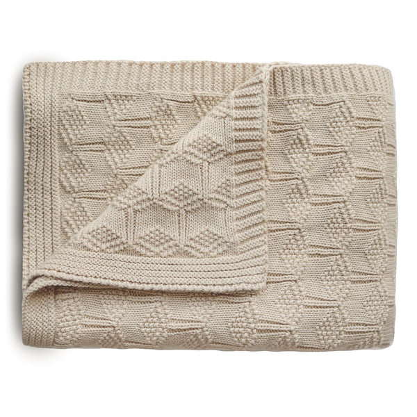 Couverture en tricot Nid d'abeille - Beige - Mushie