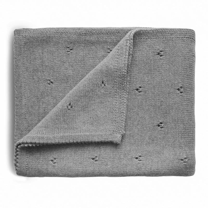 Couverture en tricot pointelle Grise - Mushie