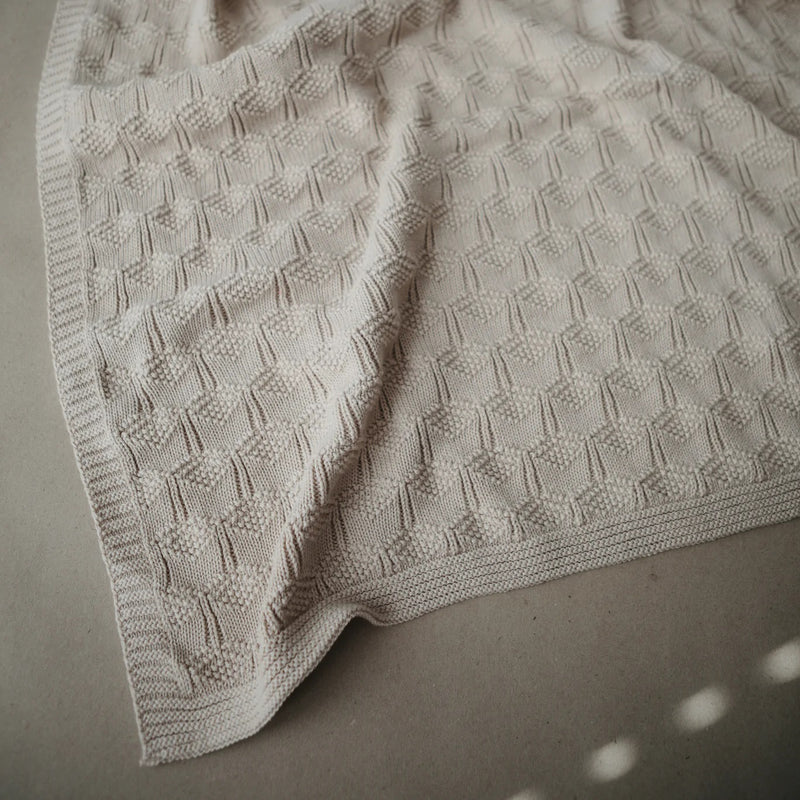 Couverture en tricot Nid d'abeille - Beige - Mushie