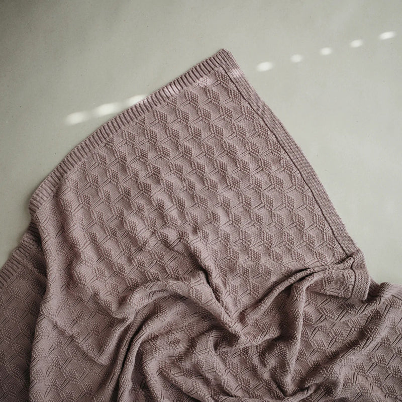 Couverture en tricot Nid d'abeille - Désert rose - Mushie