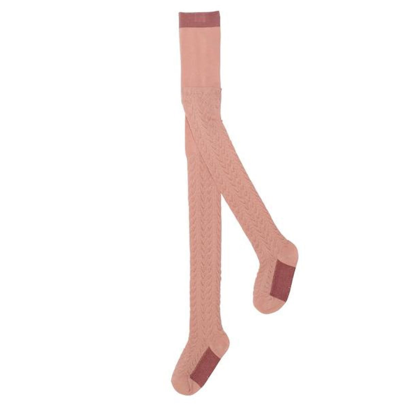 Collants avec Texture torsadée vieux rose - Deux par Deux