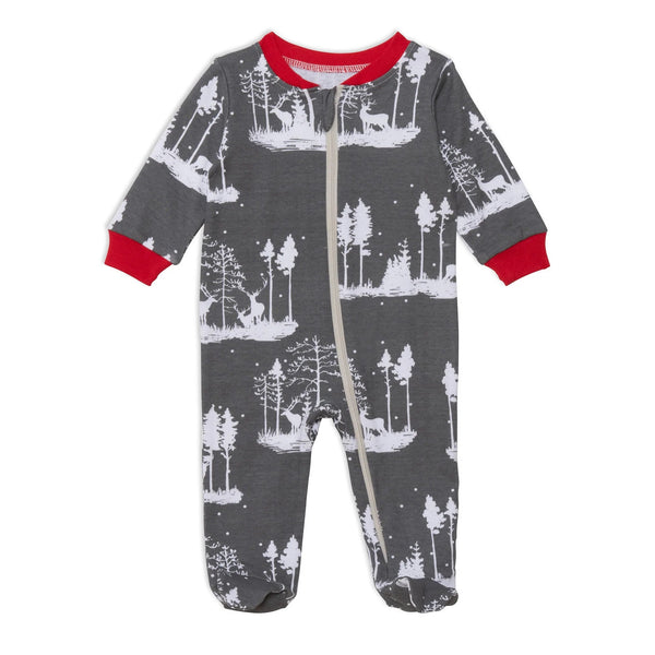 Pyjama une pièce en coton biologique gris avec imprimé Noël en famille - Deux par Deux