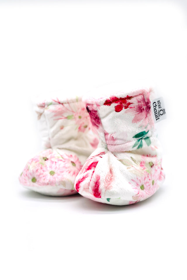 Pantoufles à velcro - Floral Rose - Bébé Ô Chaud