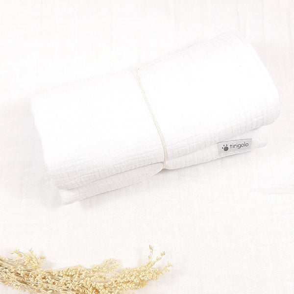 Couverture en mousseline de coton Blanc 135x135cm - Tirigolo