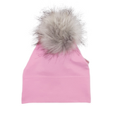 Tuque de coton Rose avec Pompon - Tirigolo