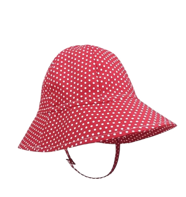 Chapeau d'été Bord large Fond rouge Pois blanc - Tirigolo