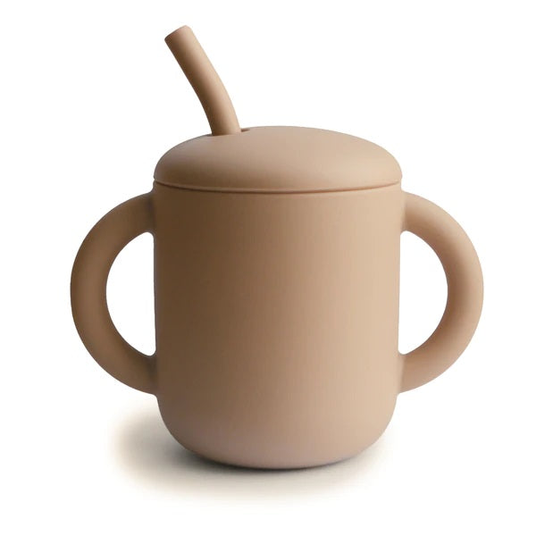 Tasse d'entraînement en silicone avec paille Natural - Mushie