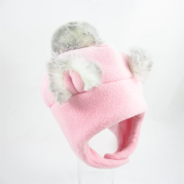 Chapeau de polar avec oreilles d'ours Rose - Tirigolo