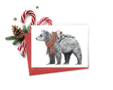 Maman ours grizzly avec bébé - Carte de vœux de Noël - Le Nid Atelier