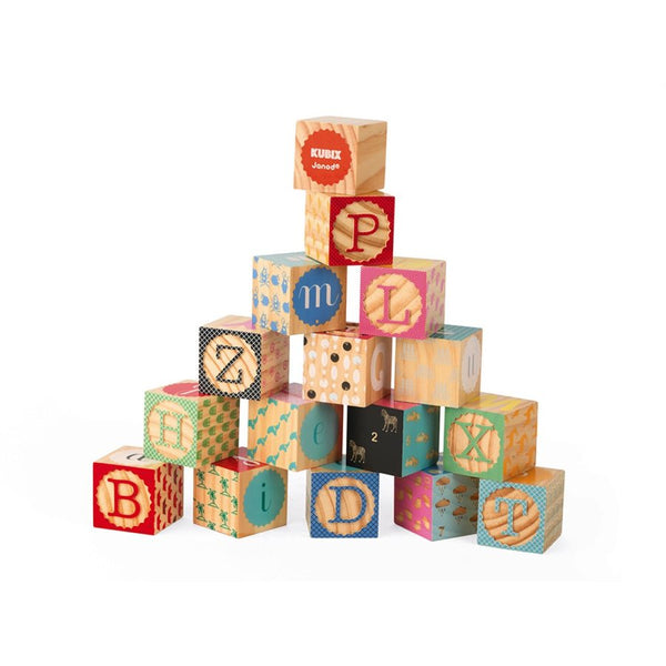 Kubix - 16 cubes alphabet en bois - Janod