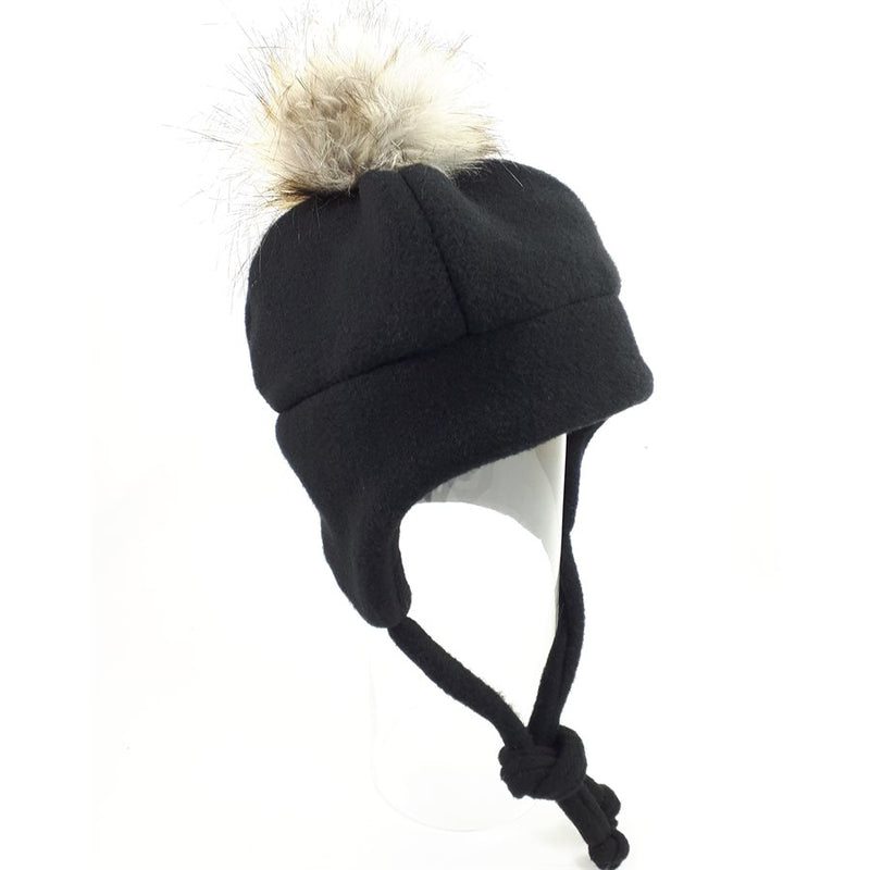 Chapeau de polar avec pompon Noir- Tirigolo